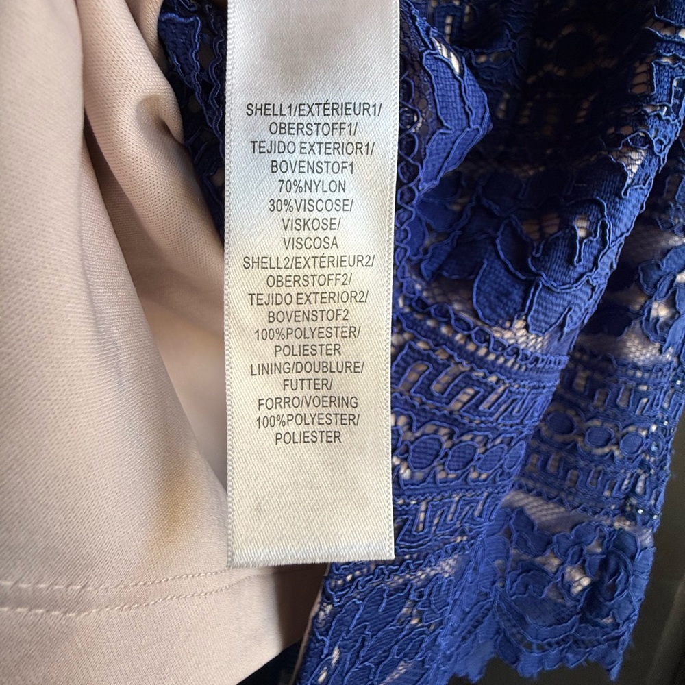 NWOT Adrianna Papell Corded Stripe Lace Sheath Dress in a royal blue 4P - Picture 11 of 13